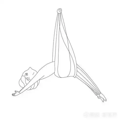 一个可爱的女孩做空中瑜伽的例证飞行瑜伽