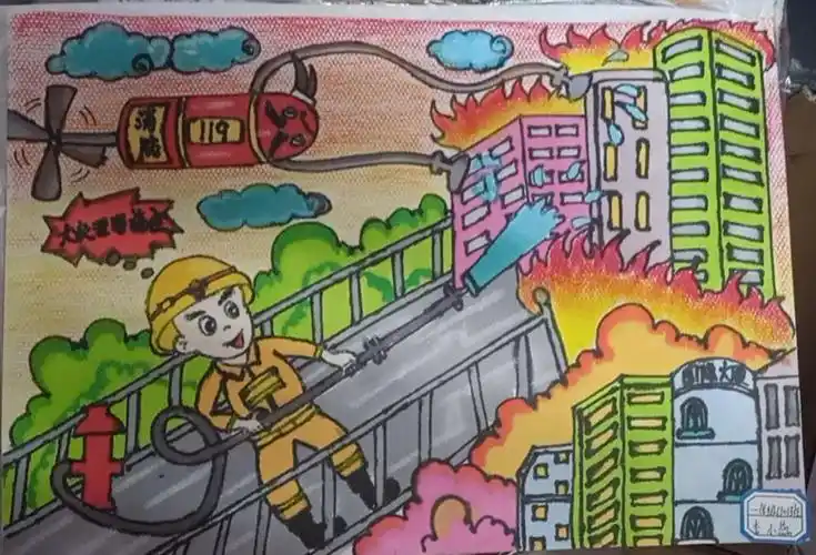 致敬烈火英雄——秀延小学一年级(10)班"我心中的消防"主题绘画活动