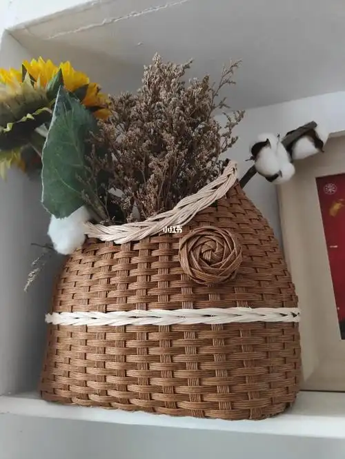 纯手工纸藤编织  #纸藤篮子  #编织  #手作