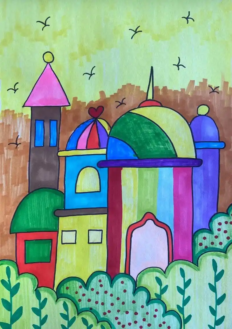 画画96 #儿童简笔画 公主的城堡98 - 抖音