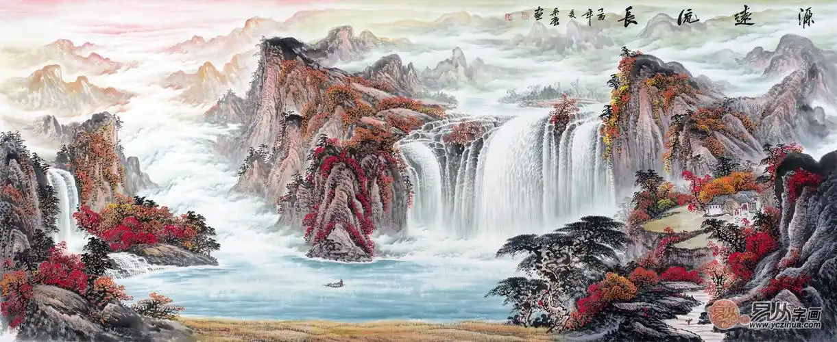 流水生财福泽长宋唐最新鸿运聚宝盆作品《源远流长》(作品来源:易从网