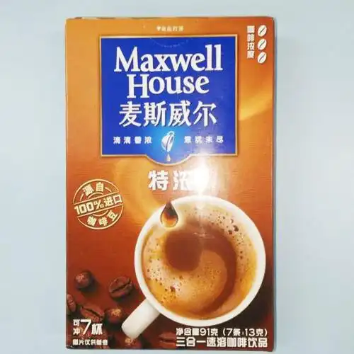麦斯威尔特浓三合一速溶咖啡91g盒7条装新老包装随机发货