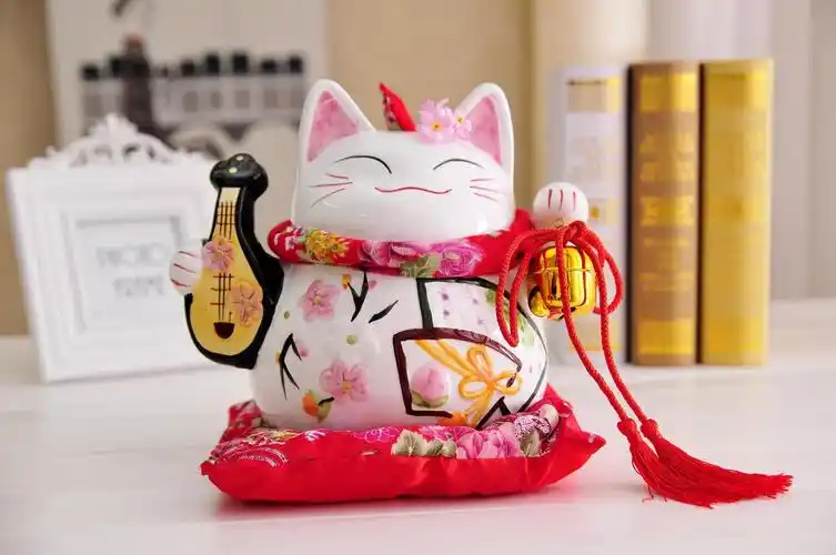 招桃花 招财猫摆件 开业送礼 大号 陶瓷储蓄罐存钱罐情侣结婚包邮