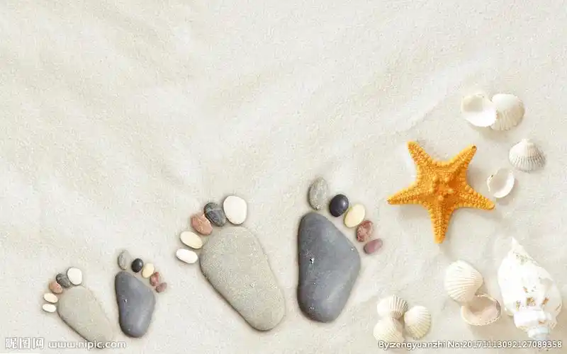 沙滩脚印唯美背景设计图__图片素材_其他_设计图库_昵图网nipic.com