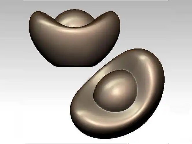 本款圆雕图素材为stl格式金元宝3维立体圆雕图金元宝3d打印模型金元宝