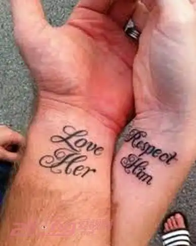 小清新情侣英文字母纹身图案