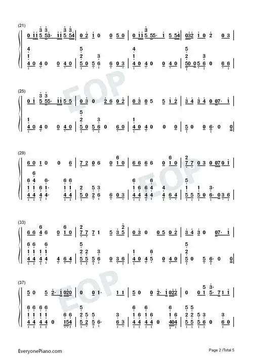 euphoria-防弹少年团双手简谱预览2