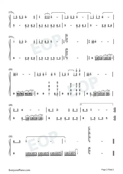 上海滩双手简谱预览2