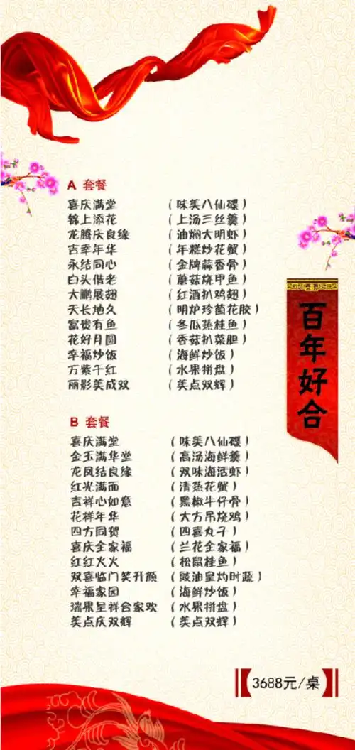 北京大方饭店酒宴菜单列表