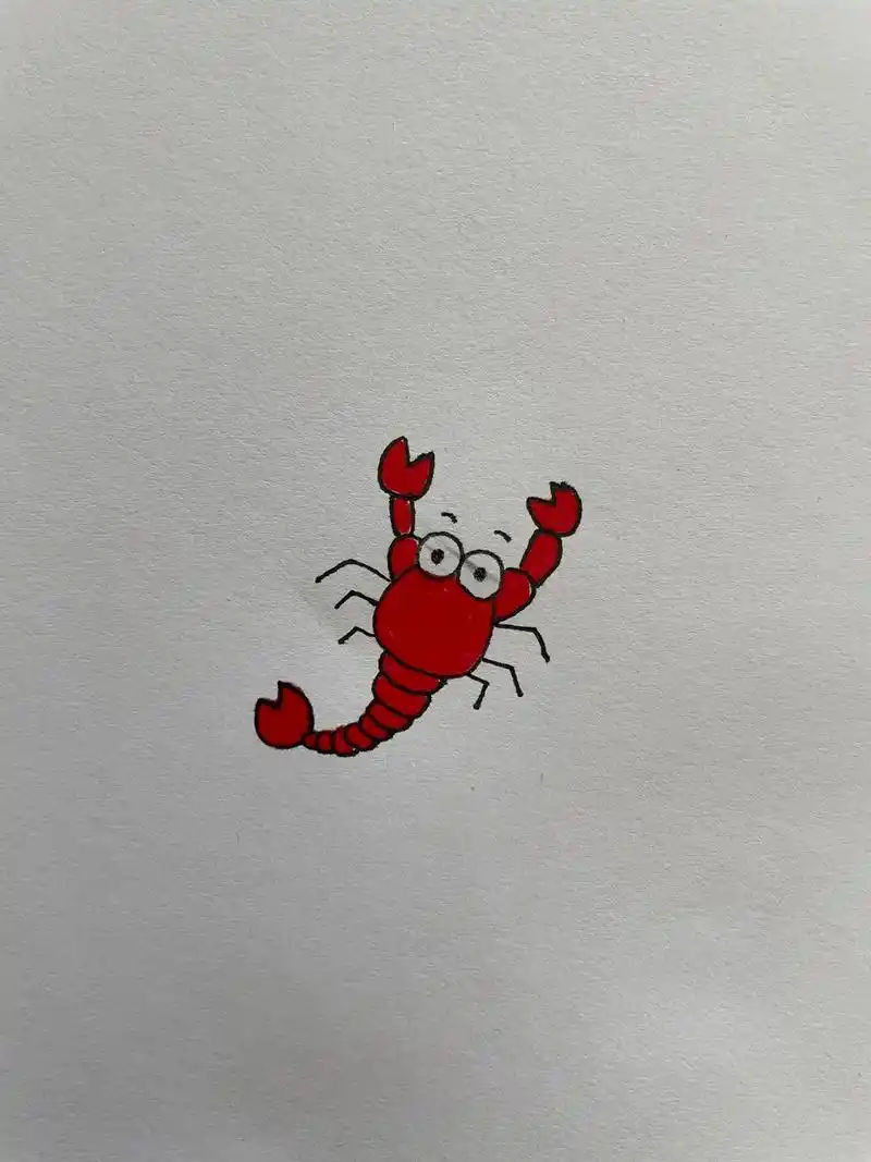 大红虾#简笔画 #可爱卡通 #图文伙伴计划 #虾 - 抖音