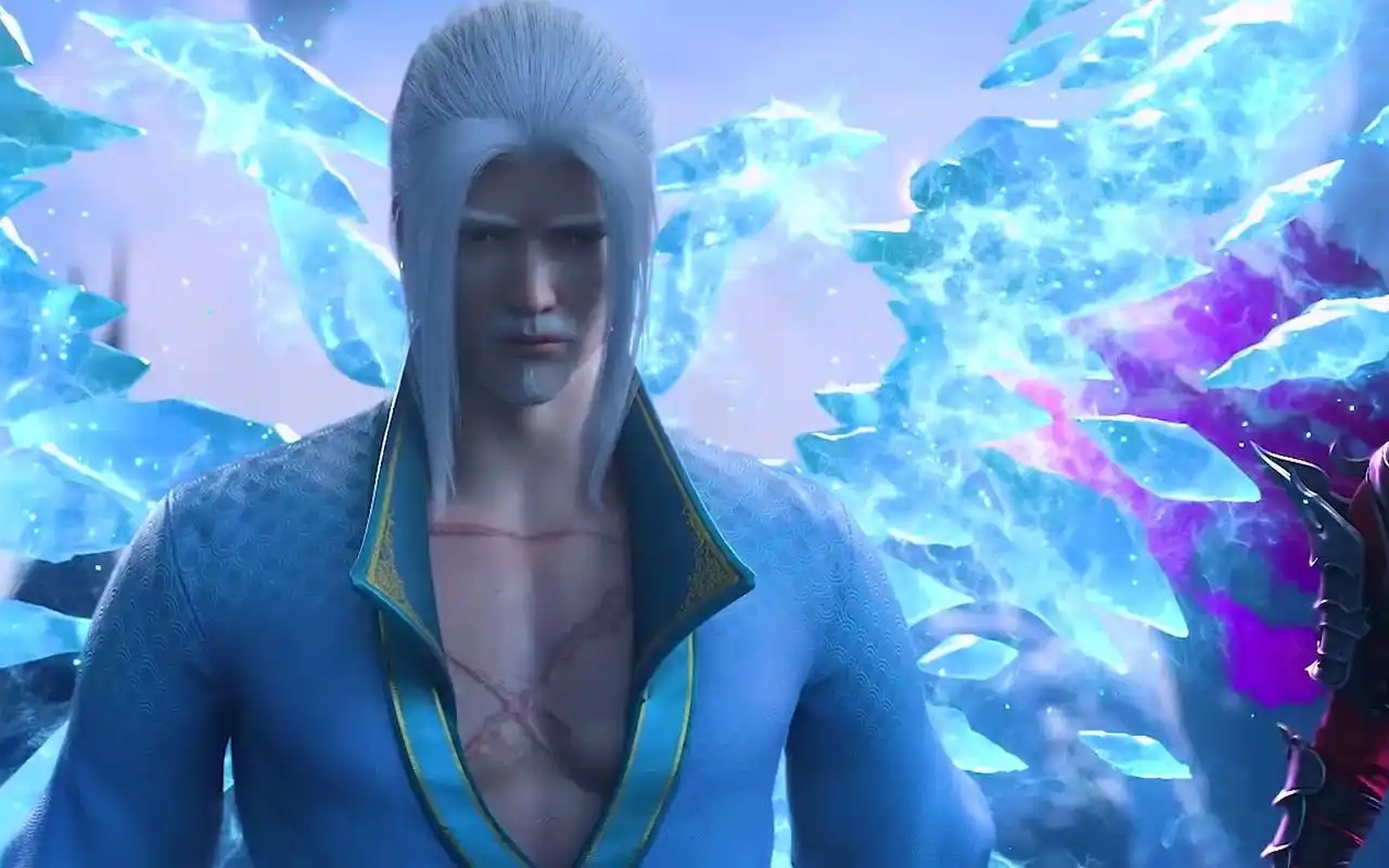 斗破苍穹动漫#海波东他来了,他又骑着冰龙来打巅峰赛了