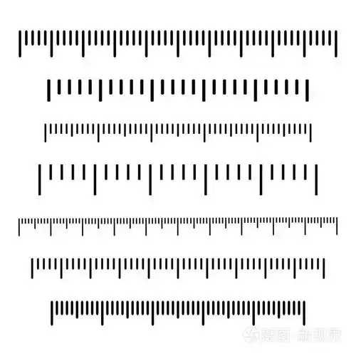 黑色刻度标尺标记不同的测量单位矢量插图