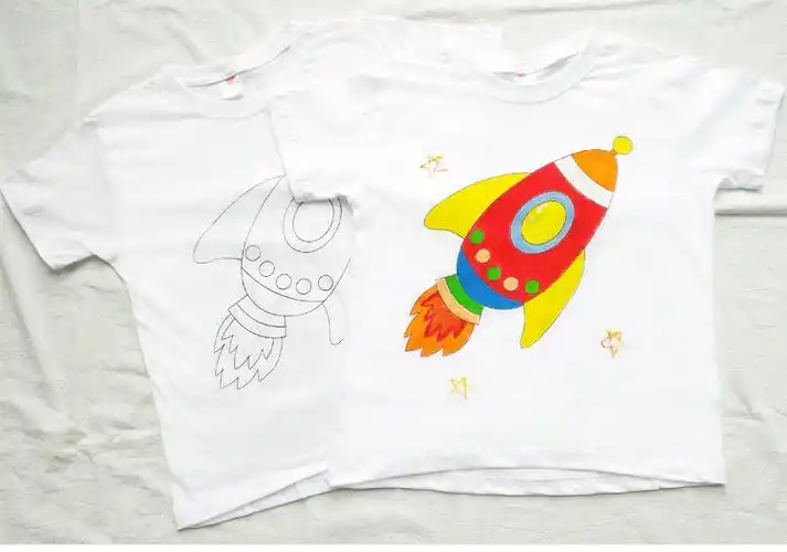 纯棉空白t恤diy手工幼儿园儿童创意涂色涂鸦绘画t恤衫扎染材料