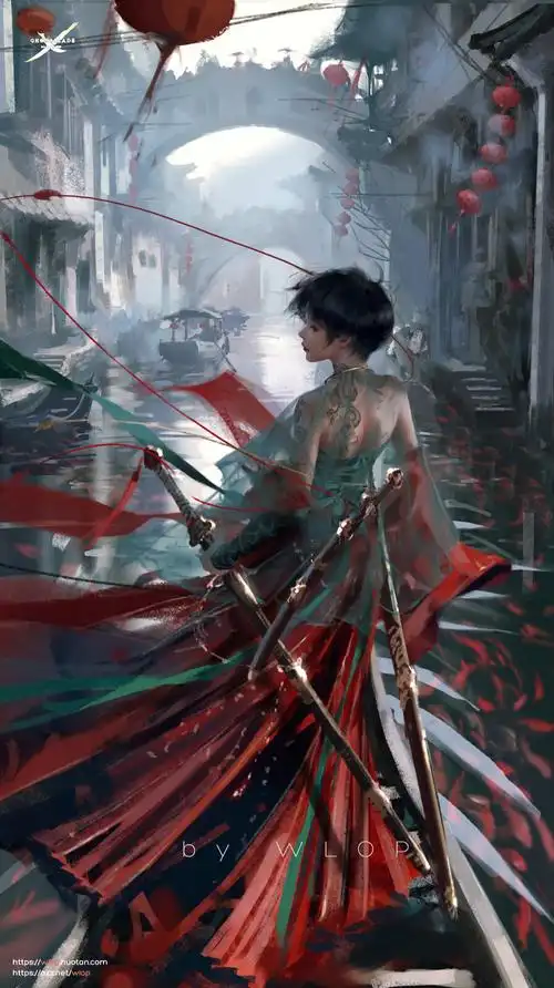 wlop大神的插画 厚涂的手法 高完成度的画面 绝美的光线和氛围感 每一