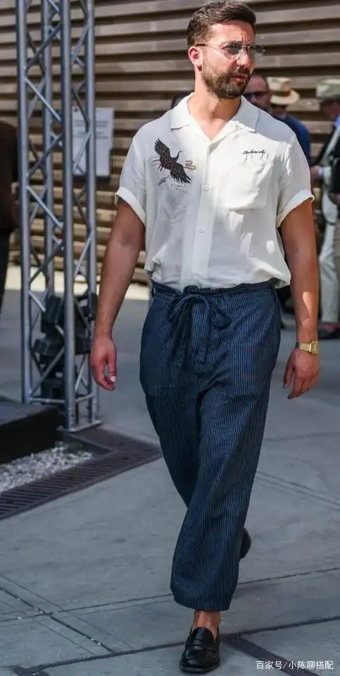脖子短粗的成熟男人建议多穿古巴领衬衫修身有格调