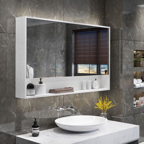 普通镜柜卫生间梳洗化妆镜免漆实木镜箱一体置物挂墙式卫浴镜储物