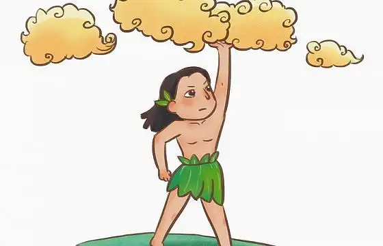 盘古开天辟地中国传统神话人物传说故事手绘彩色插图图片免抠png素材