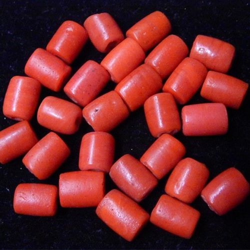 藏式佛珠清代老珊瑚色红色琉璃桶珠手串珠手链珠老珠子diy手串珠