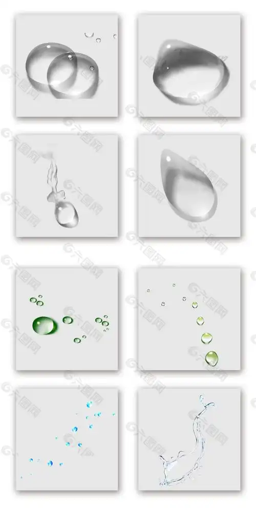 精美透明立体水滴素材