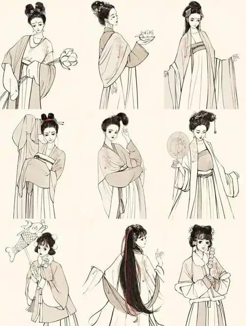 【绘画素材】古风汉服人物线稿来袭!