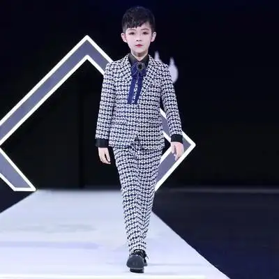 00:00儿童西装套装时尚西服男童礼服t台走秀服装个性小男孩演出服潮童