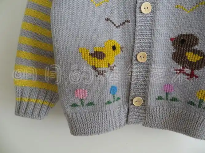 2只小鸡萌宝小翻领开衫(9189美丽诺) - 明月的棒针艺术 - 明月的棒针