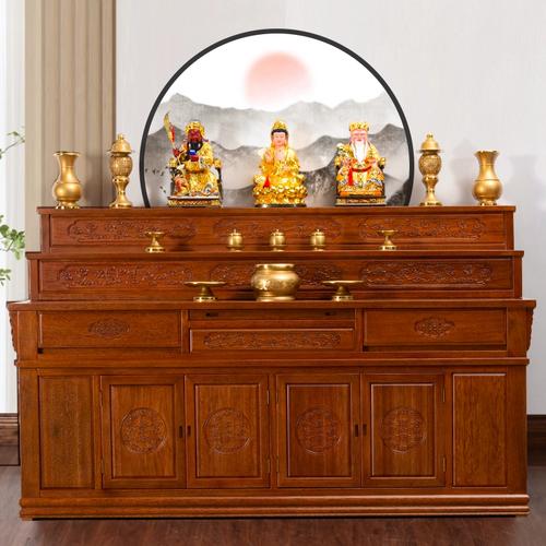 供桌三层神台柜新中式中堂条案实木佛柜供台关公佛台香案家用藏式