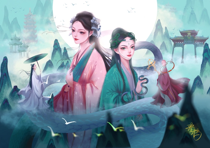白蛇青蛇|插画|商业插画|_桑枝 - 原创作品 - 站酷 (zcool)