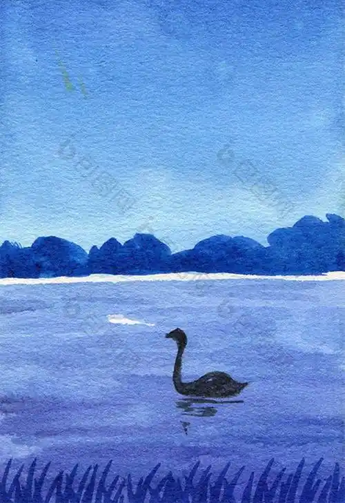 冷色调的画面实在太好看了冷色系水彩风通用治愈场景一组冷色调的深海