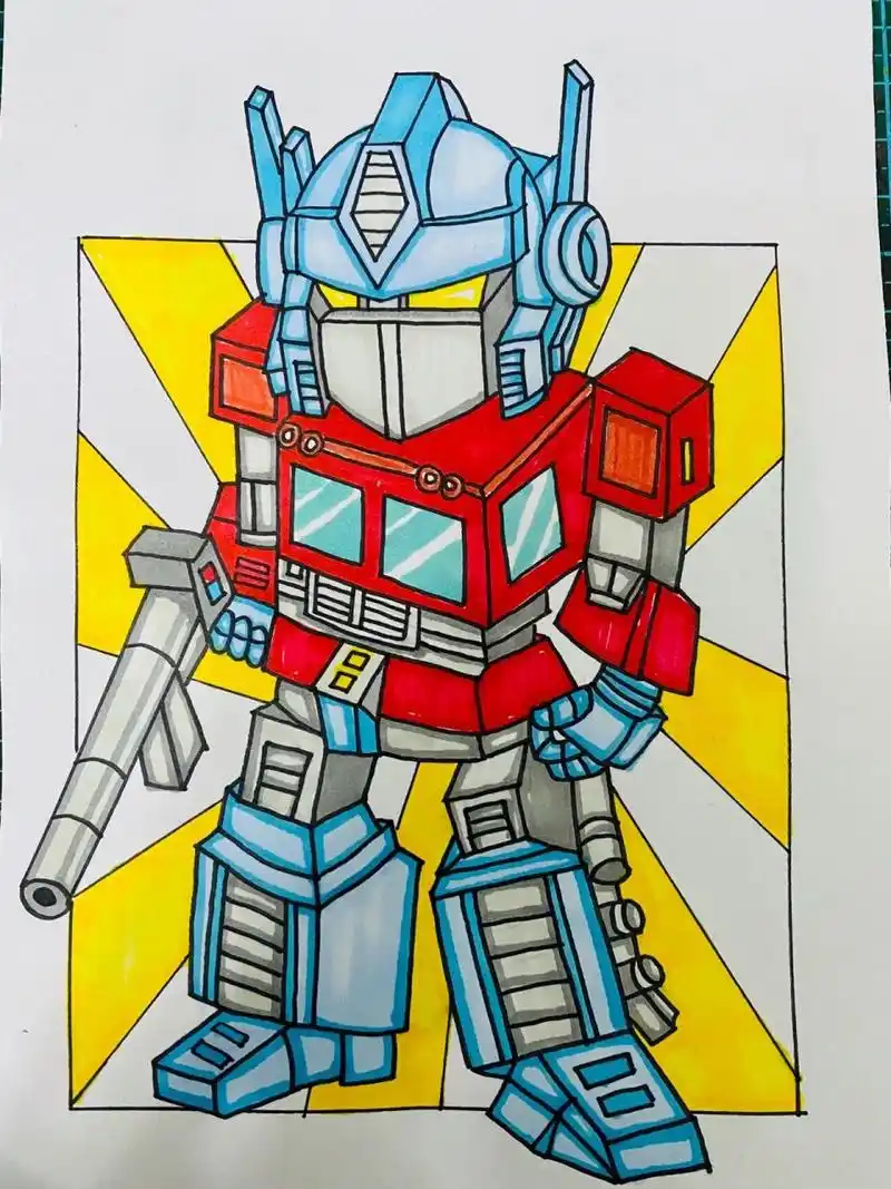 变形金刚儿童画 变形金刚简笔画 变形金刚手绘 擎天柱儿童画