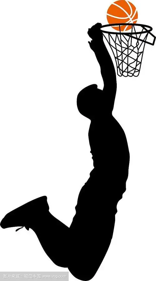一个男人在打篮球的黑色剪影