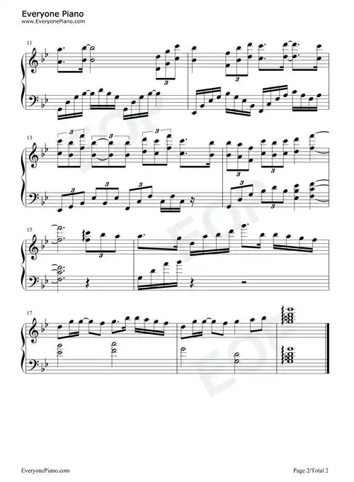 天官赐福-pv1中的bgm五线谱预览2-钢琴谱文件(五线谱,双手简谱,数字谱