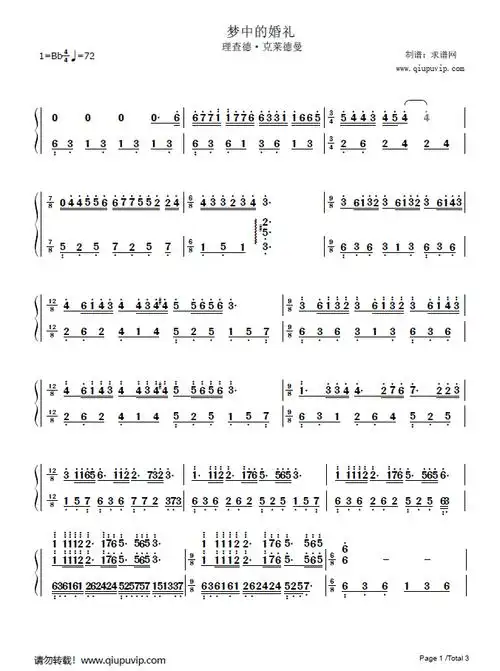 梦中的婚礼简谱