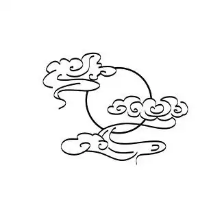 笔线描517542469云元素黑金典雅线描24024692062古风金线描边山水云