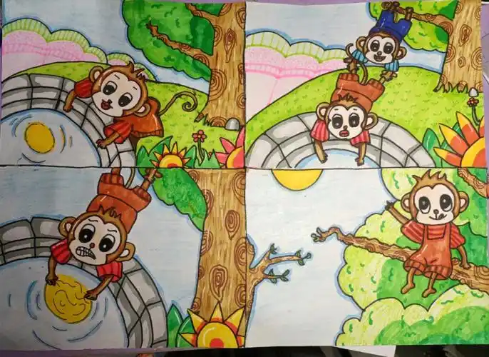 猴子捞月连环画