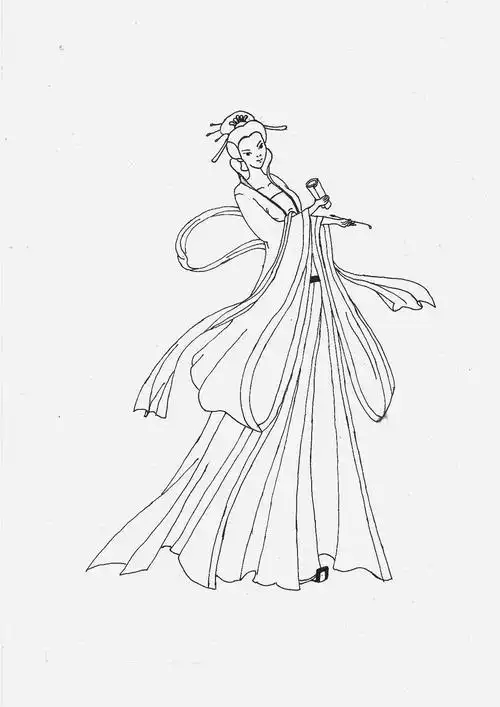 古代皇后简笔画手绘 第1页