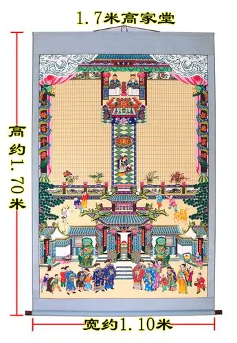 供奉老祖宗家谱挂画布料祖先堂家堂轴子族谱宗谱图影老式仿古卷轴186