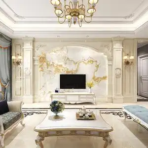 简欧人造大理石背景墙瓷砖岩板影视墙微晶石别墅石材罗马柱电视墙