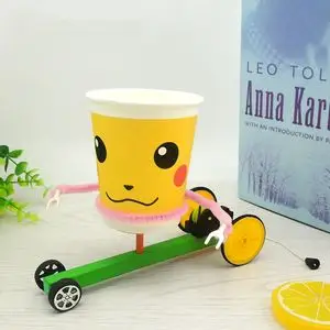 diy科技小制作 拉线机器人回力小车发明纸杯益智玩具学生手工作业