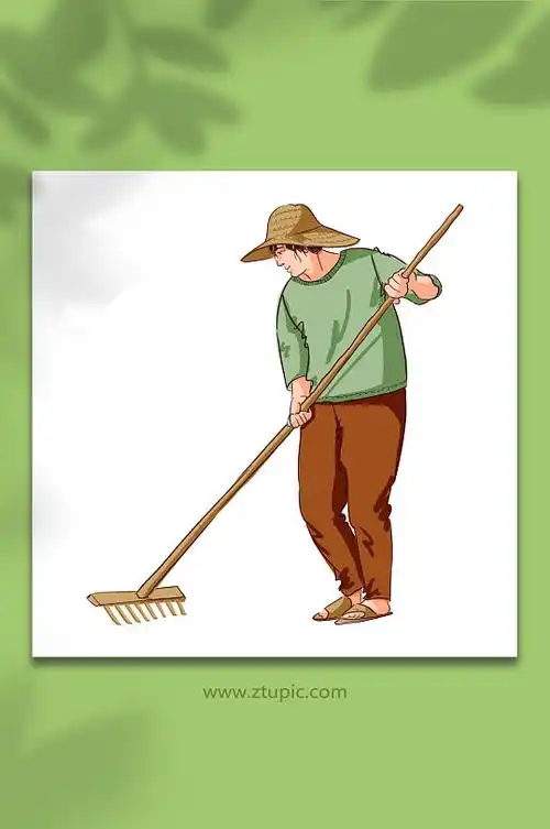 晒稻谷农民人物插画