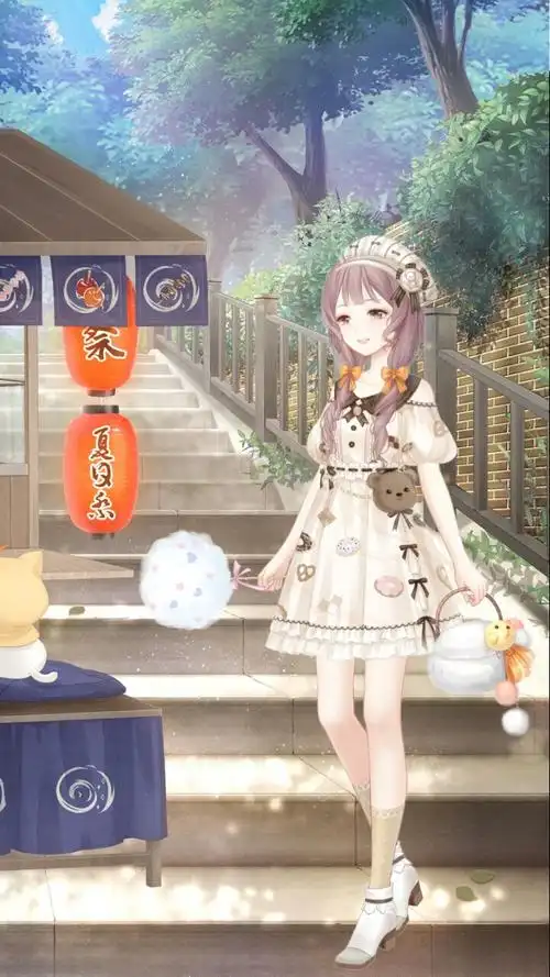 奇迹暖暖奇迹暖暖搭配夏日祭蝴蝶结棉花糖双马尾洛丽塔可爱壁纸