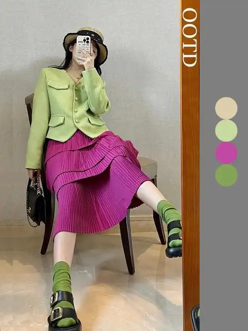 ootd属于春天的亮色系大胆撞色穿搭