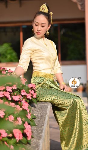 傣王妃服饰泰国面料工作制服套装女立领中袖筒裙茶楼会所楼盘服装