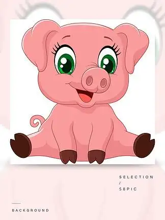 244卡通可爱的小猪猪白色背景上孤立24903可爱馋嘴小猪猪素材90728