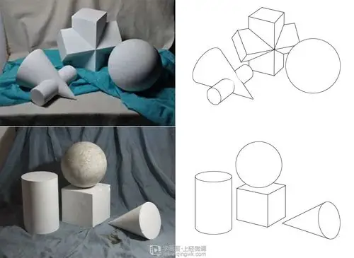 日系厚涂几何体石膏画法上