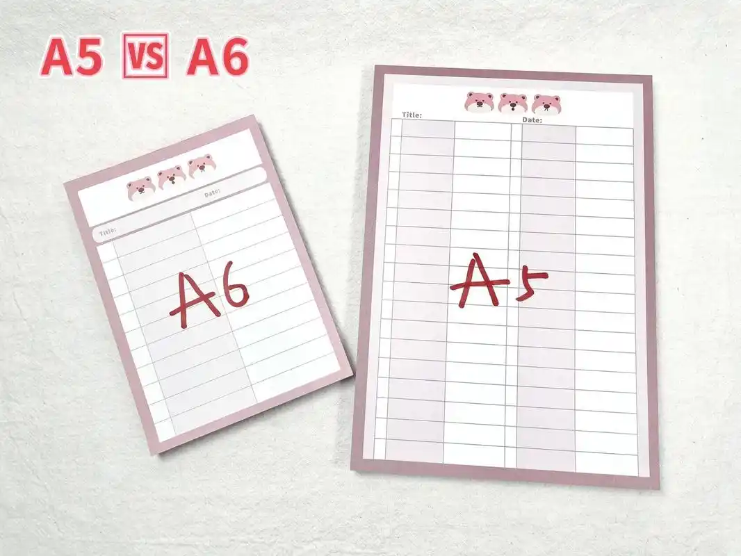 【干货分享】尺寸对比小解90 便签本最常用尺寸a5和a6对比图 	 尺寸