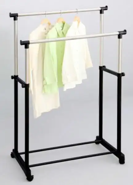 double pole iron clothes stand metal clothes drying rack garment