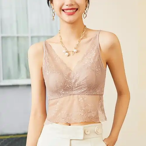 2022年法式性感蕾丝美背软钢圈文胸内衣女微聚拢收副乳背心一体式