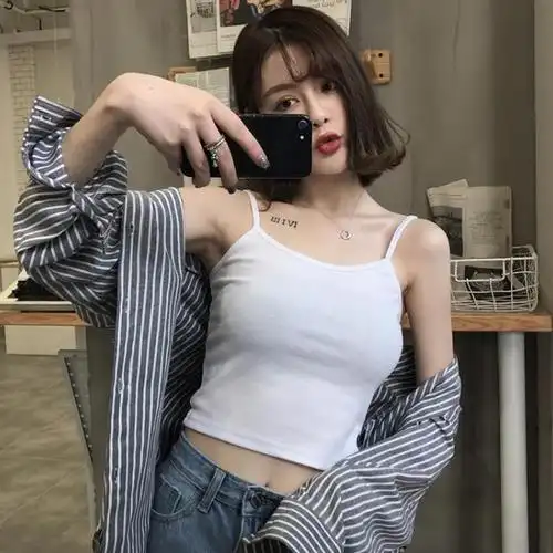 夏款吊带背心女士纯色打底衫短款小背心吊带衫修身性感内搭背心女 衫