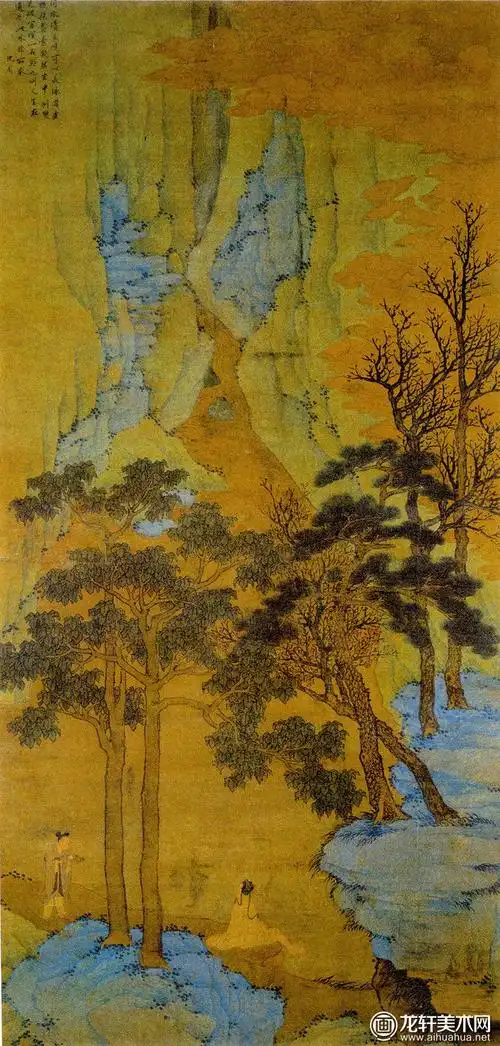 沈周桐荫濯足图明代沈周青绿山水画高清大图赏析